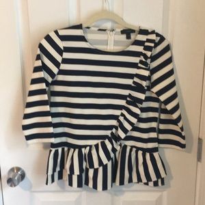 J. Crew Striped Ruffle Top